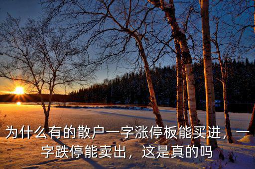 為什么有的散戶一字漲停板能買進(jìn)，一字跌停能賣出，這是真的嗎