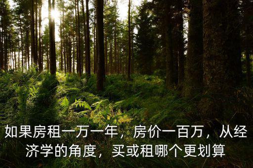 如果房租一萬一年，房價(jià)一百萬，從經(jīng)濟(jì)學(xué)的角度，買或租哪個(gè)更劃算