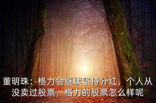 董明珠：格力會繼續(xù)堅持分紅，個人從沒賣過股票，格力的股票怎么樣呢