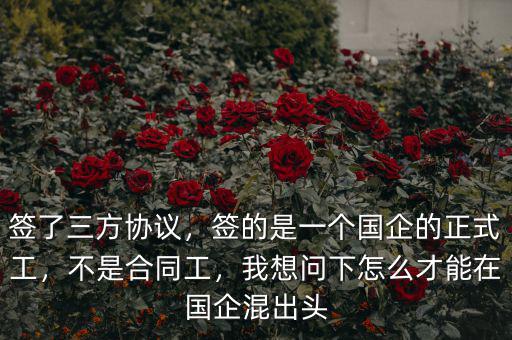 簽了三方協(xié)議，簽的是一個(gè)國(guó)企的正式工，不是合同工，我想問(wèn)下怎么才能在國(guó)企混出頭