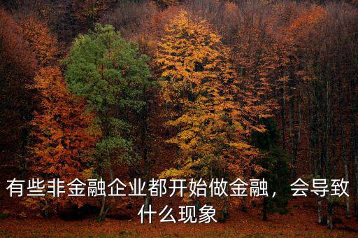 有些非金融企業(yè)都開始做金融，會導(dǎo)致什么現(xiàn)象