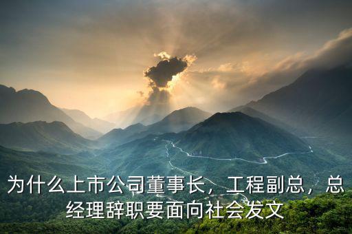 為什么上市公司董事長，工程副總，總經(jīng)理辭職要面向社會發(fā)文
