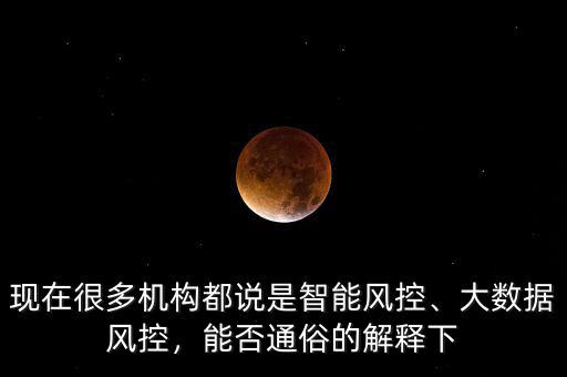 現(xiàn)在很多機(jī)構(gòu)都說是智能風(fēng)控、大數(shù)據(jù)風(fēng)控，能否通俗的解釋下