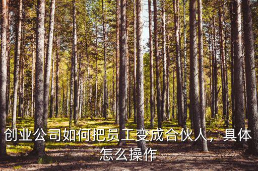 創(chuàng)業(yè)公司如何把員工變成合伙人，具體怎么操作