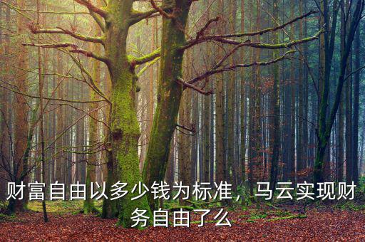 財富自由以多少錢為標準，馬云實現(xiàn)財務(wù)自由了么