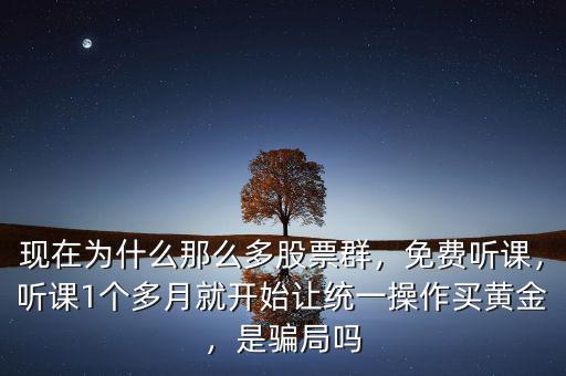 現(xiàn)在為什么那么多股票群，免費(fèi)聽課，聽課1個(gè)多月就開始讓統(tǒng)一操作買黃金，是騙局嗎