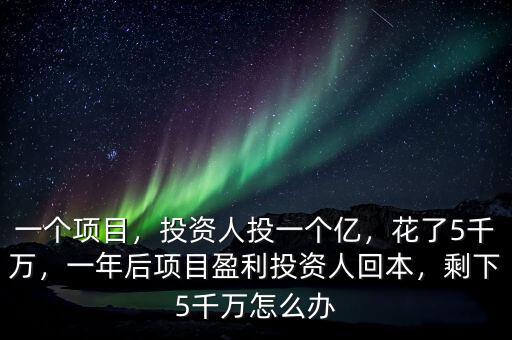 一個項(xiàng)目，投資人投一個億，花了5千萬，一年后項(xiàng)目盈利投資人回本，剩下5千萬怎么辦