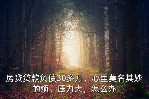 房貸貸款負(fù)債30多萬，心里莫名其妙的煩、壓力大，怎么辦