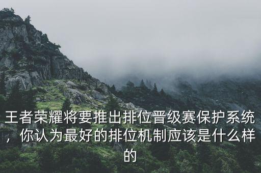 王者榮耀將要推出排位晉級(jí)賽保護(hù)系統(tǒng)，你認(rèn)為最好的排位機(jī)制應(yīng)該是什么樣的
