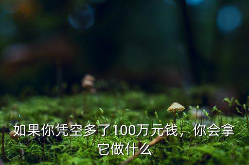 如果你憑空多了100萬元錢，你會拿它做什么