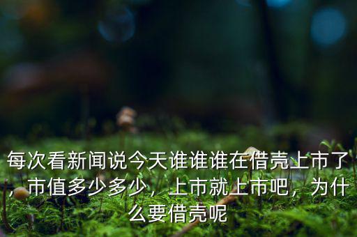 每次看新聞?wù)f今天誰(shuí)誰(shuí)誰(shuí)在借殼上市了，市值多少多少，上市就上市吧，為什么要借殼呢