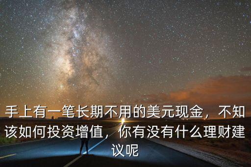 手上有一筆長期不用的美元現(xiàn)金，不知該如何投資增值，你有沒有什么理財建議呢