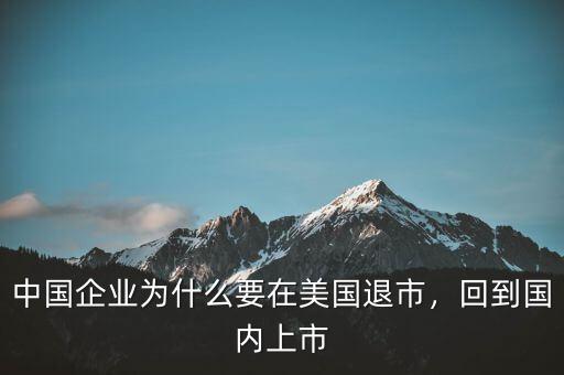 中國企業(yè)為什么要在美國退市，回到國內(nèi)上市