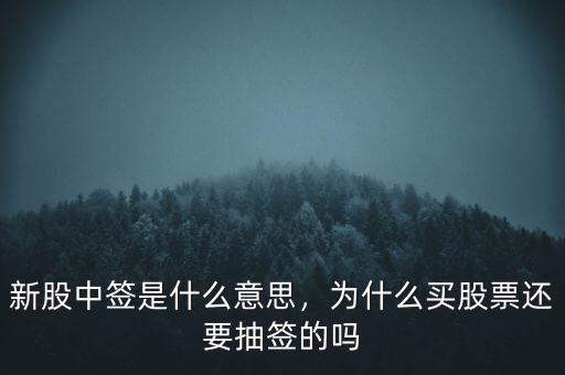 新股中簽是什么意思，為什么買(mǎi)股票還要抽簽的嗎