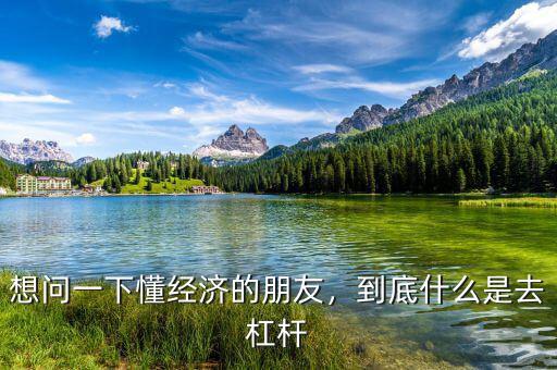 想問一下懂經濟的朋友，到底什么是去杠桿