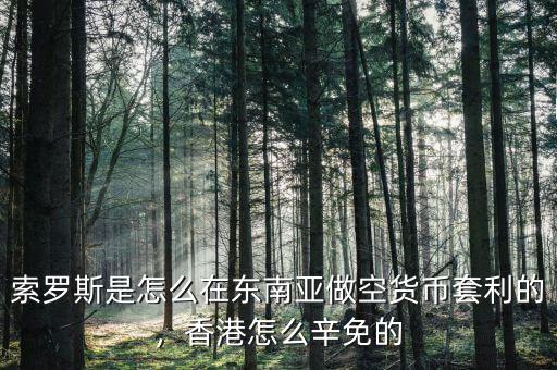 索羅斯是怎么在東南亞做空貨幣套利的，香港怎么辛免的