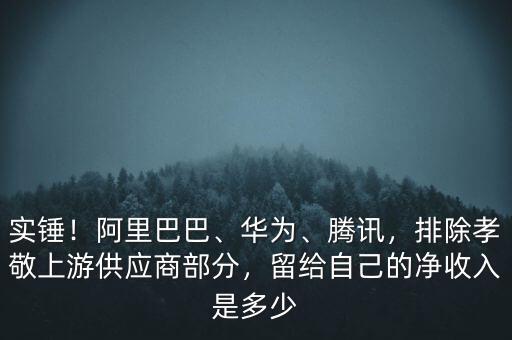 實錘！阿里巴巴、華為、騰訊，排除孝敬上游供應商部分，留給自己的凈收入是多少