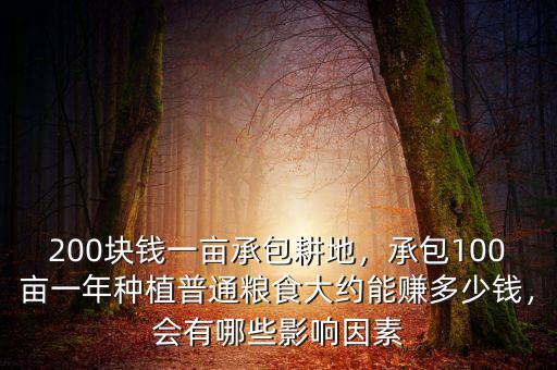 200塊錢一畝承包耕地，承包100畝一年種植普通糧食大約能賺多少錢，會(huì)有哪些影響因素