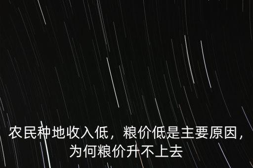 農(nóng)民種地收入低，糧價低是主要原因，為何糧價升不上去