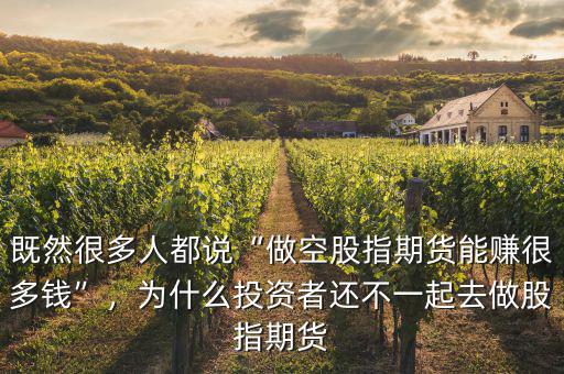 既然很多人都說“做空股指期貨能賺很多錢”，為什么投資者還不一起去做股指期貨