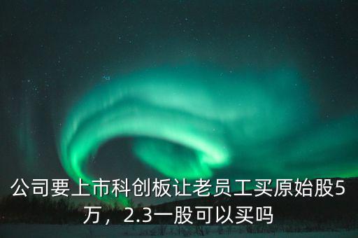 公司要上市科創(chuàng)板讓老員工買原始股5萬，2.3一股可以買嗎