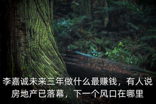 李嘉誠(chéng)未來(lái)三年做什么最賺錢(qián)，有人說(shuō)房地產(chǎn)已落幕，下一個(gè)風(fēng)口在哪里
