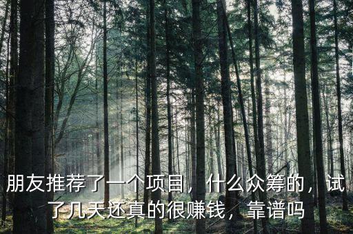 朋友推薦了一個(gè)項(xiàng)目，什么眾籌的，試了幾天還真的很賺錢，靠譜嗎
