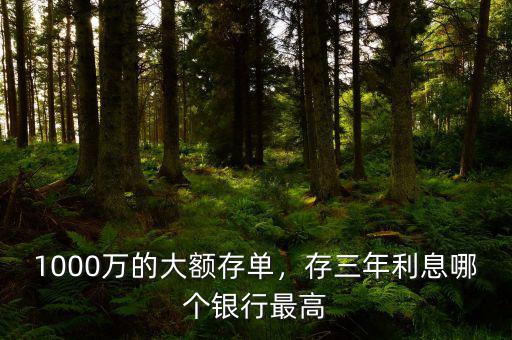 1000萬的大額存單，存三年利息哪個銀行最高