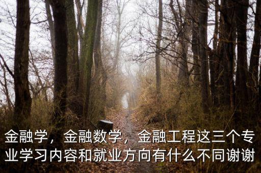 金融學，金融數(shù)學，金融工程這三個專業(yè)學習內(nèi)容和就業(yè)方向有什么不同謝謝
