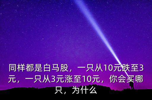 同樣都是白馬股，一只從10元跌至3元，一只從3元漲至10元，你會買哪只，為什么