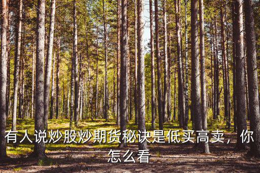 有人說炒股炒期貨秘訣是低買高賣，你怎么看