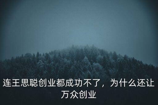 連王思聰創(chuàng)業(yè)都成功不了，為什么還讓萬(wàn)眾創(chuàng)業(yè)