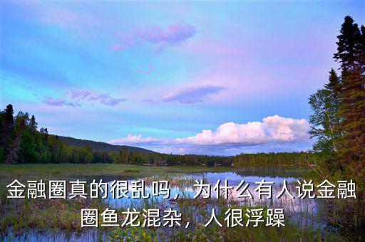 金融圈真的很亂嗎，為什么有人說(shuō)金融圈魚(yú)龍混雜，人很浮躁