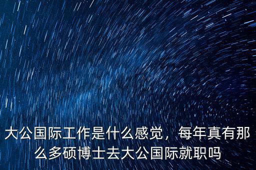 大公國際工作是什么感覺，每年真有那么多碩博士去大公國際就職嗎