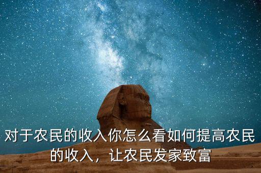 對于農(nóng)民的收入你怎么看如何提高農(nóng)民的收入，讓農(nóng)民發(fā)家致富