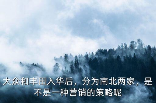 大眾和豐田入華后，分為南北兩家，是不是一種營(yíng)銷(xiāo)的策略呢