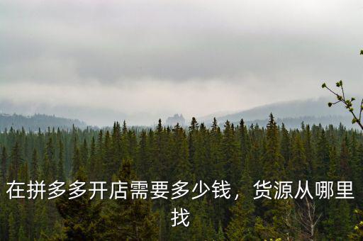 在拼多多開店需要多少錢，貨源從哪里找