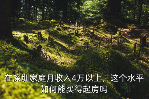 在深圳家庭月收入4萬以上，這個水平如何能買得起房嗎