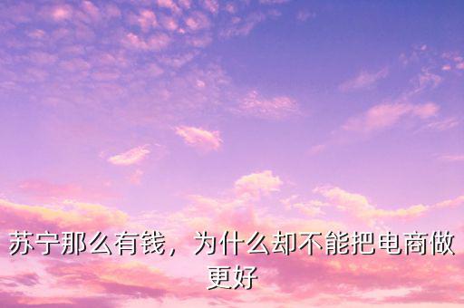 蘇寧那么有錢，為什么卻不能把電商做更好