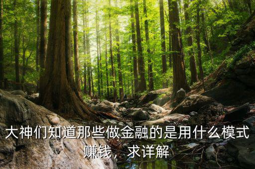 大神們知道那些做金融的是用什么模式賺錢，求詳解