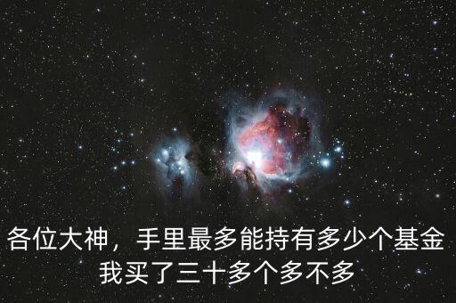 各位大神，手里最多能持有多少個(gè)基金我買了三十多個(gè)多不多