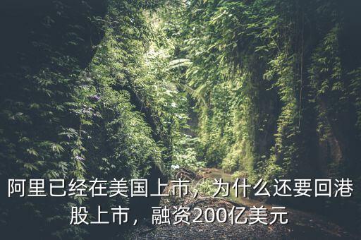 阿里已經(jīng)在美國(guó)上市，為什么還要回港股上市，融資200億美元