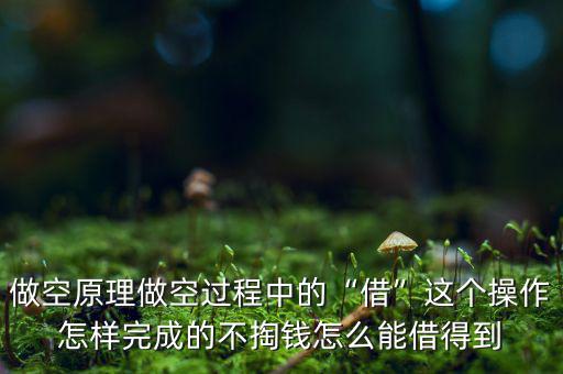 做空原理做空過程中的“借”這個(gè)操作怎樣完成的不掏錢怎么能借得到