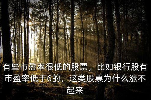 有些市盈率很低的股票，比如銀行股有市盈率低于6的，這類股票為什么漲不起來