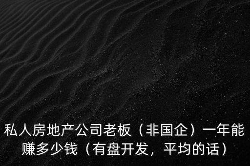 私人房地產(chǎn)公司老板（非國企）一年能賺多少錢（有盤開發(fā)，平均的話）