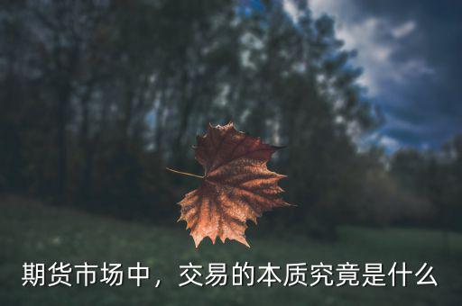 期貨市場中，交易的本質究竟是什么