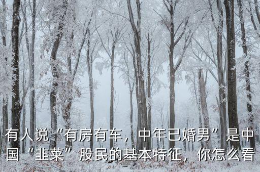 有人說“有房有車，中年已婚男”是中國(guó)“韭菜”股民的基本特征，你怎么看