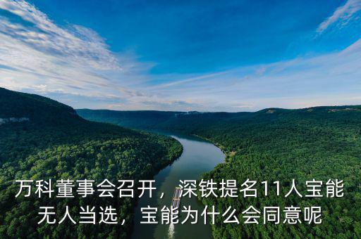 萬科董事會召開，深鐵提名11人寶能無人當選，寶能為什么會同意呢