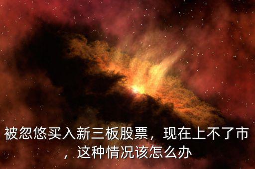 被忽悠買(mǎi)入新三板股票，現(xiàn)在上不了市，這種情況該怎么辦