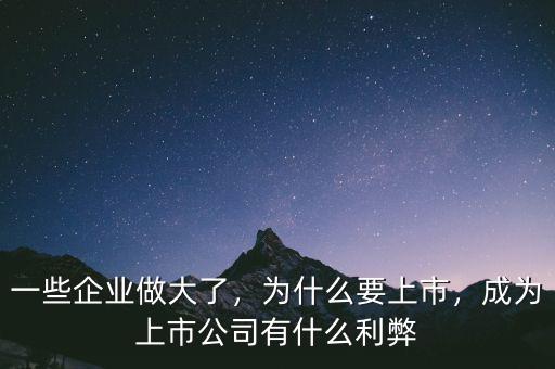 一些企業(yè)做大了，為什么要上市，成為上市公司有什么利弊